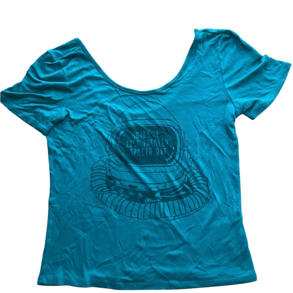 Bethany Mota Teal Graphic Women's Top Sz M